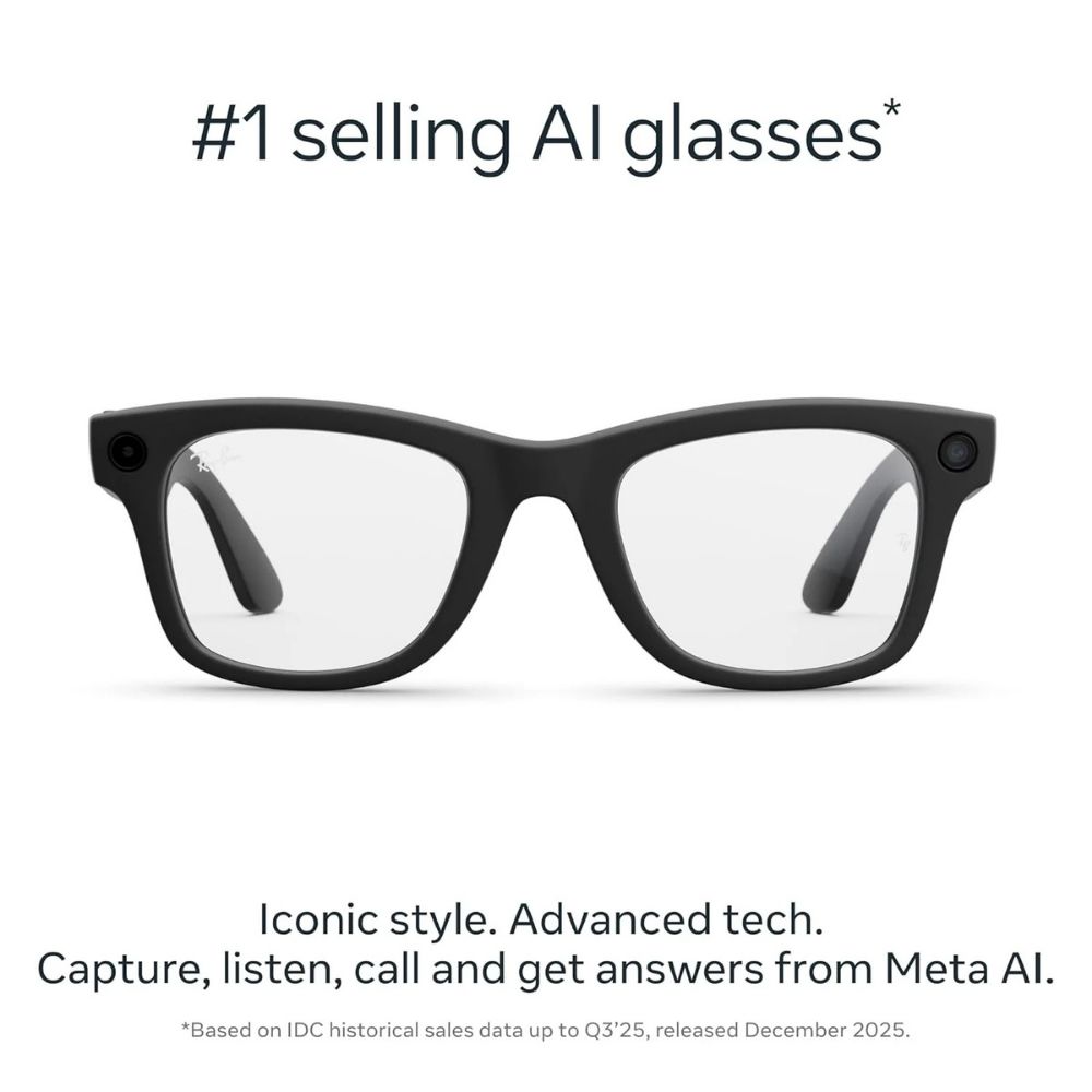Meta Ray-Ban (Gen 2), Wayfarer, Matte Black | Smart AI Glasses for Men, Women — 2X Battery Life — 3K Ultra HD Resolution — 12 MP Ultra-Wide Camera, Audio, Video — Clear Lenses